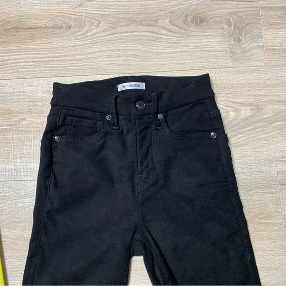 Good American Good Legs Crop Faux Suede Black Pants Size 0/25 - Picture 14 of 15